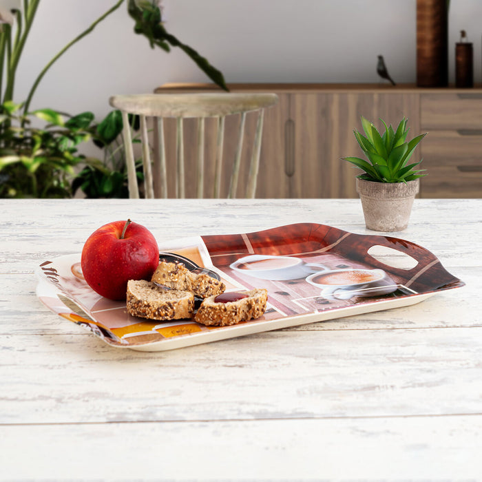 Tavă pentru micul dejun Quid Habitat Multicolor Plastic 34 x 25 x 2 cm Cu mânere Cafea (12 Unități)
