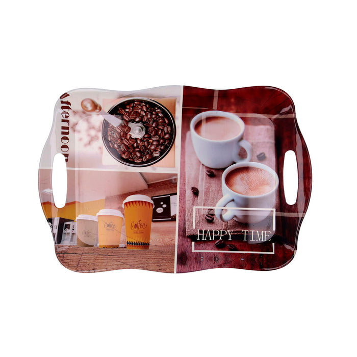 Tavă pentru micul dejun Quid Habitat Multicolor Plastic 34 x 25 x 2 cm Cu mânere Cafea (12 Unități)