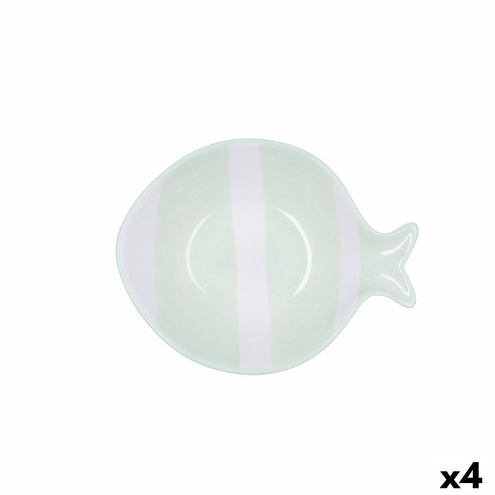 Castron Quid Kaleido Verde Ceramică Pește 15 x 13 x 4 cm (4 Unități)