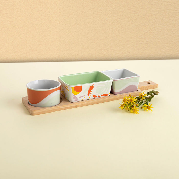 Set de servire Quid Kaleido Multicolor Lemn 32 x 8 x 4,6 cm 4 Piese
