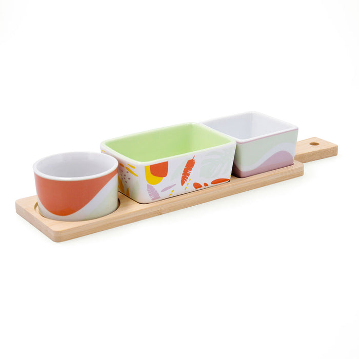 Set de servire Quid Kaleido Multicolor Lemn 32 x 8 x 4,6 cm 4 Piese