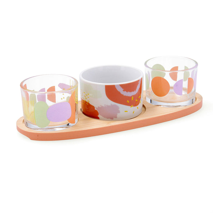 Set de servire Quid Kaleido Multicolor Lemn 25 x 10 x 5,5 cm (4 Piese)