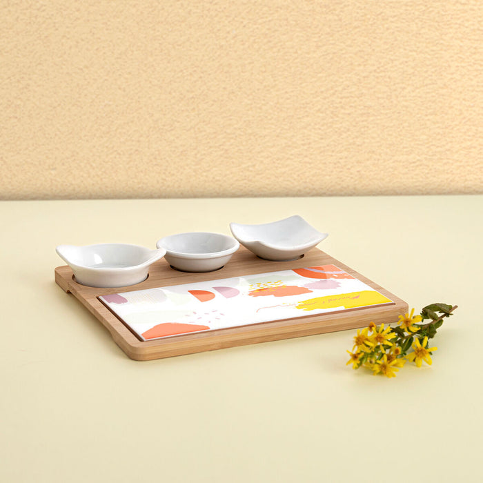 Set de servire Quid Kaleido Multicolor Lemn 23 x 19,5 x 3,5 cm 5 Piese