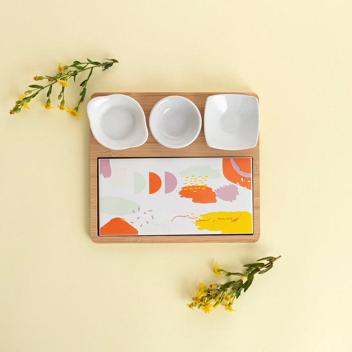 Set de servire Quid Kaleido Multicolor Lemn 23 x 19,5 x 3,5 cm 5 Piese