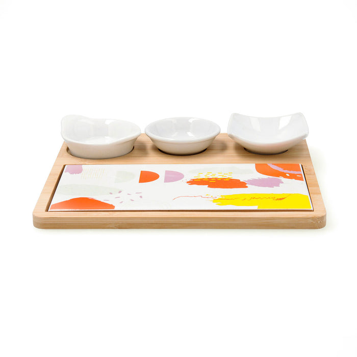 Set de servire Quid Kaleido Multicolor Lemn 23 x 19,5 x 3,5 cm 5 Piese