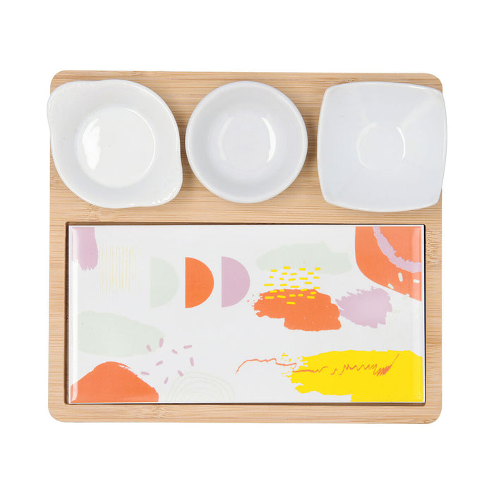 Set de servire Quid Kaleido Multicolor Lemn 23 x 19,5 x 3,5 cm 5 Piese