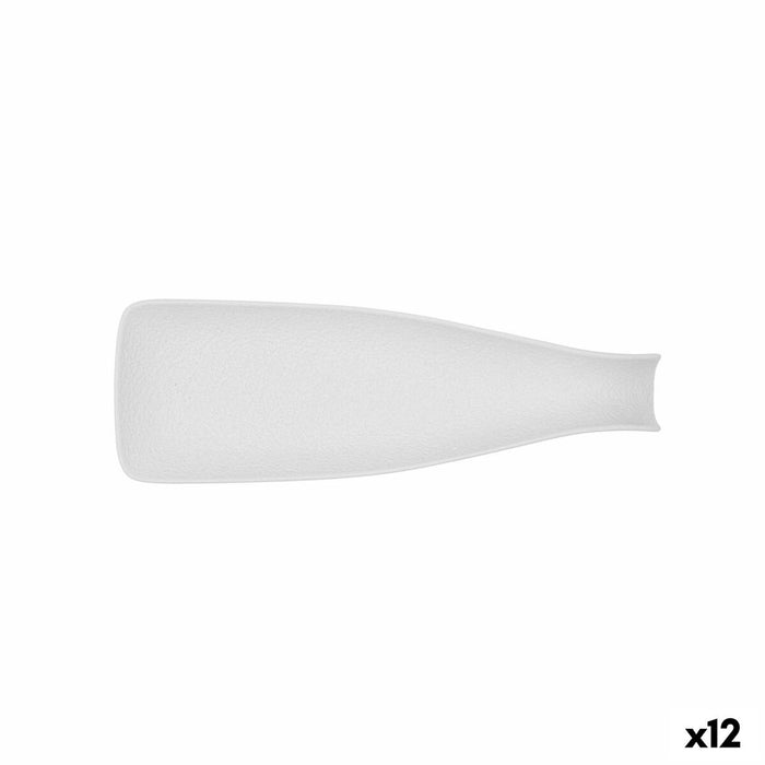 Tavă pentru gustari Bidasoa Fosil Alb Ceramică Oxid de aluminiu Sticlă (de pus lichide) 31 x 10,1 x 4 cm (12 Unități)
