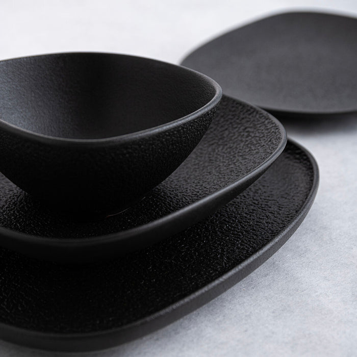 Platou Plat Bidasoa Fosil Negru Ceramică Pătrat 21,1 x 20,3 x 2,3 cm (9 Unități)