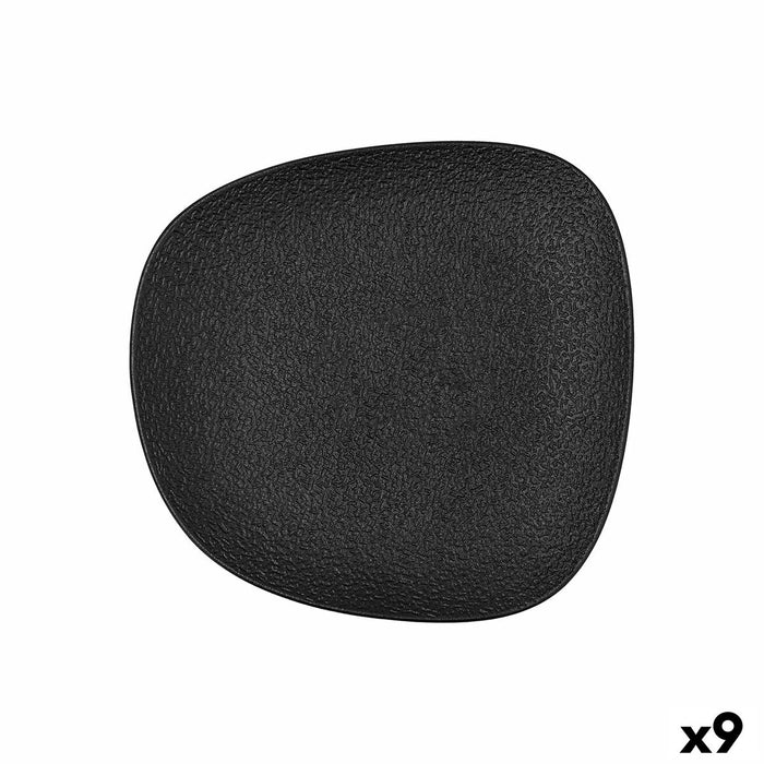 Platou Plat Bidasoa Fosil Negru Ceramică Pătrat 21,1 x 20,3 x 2,3 cm (9 Unități)