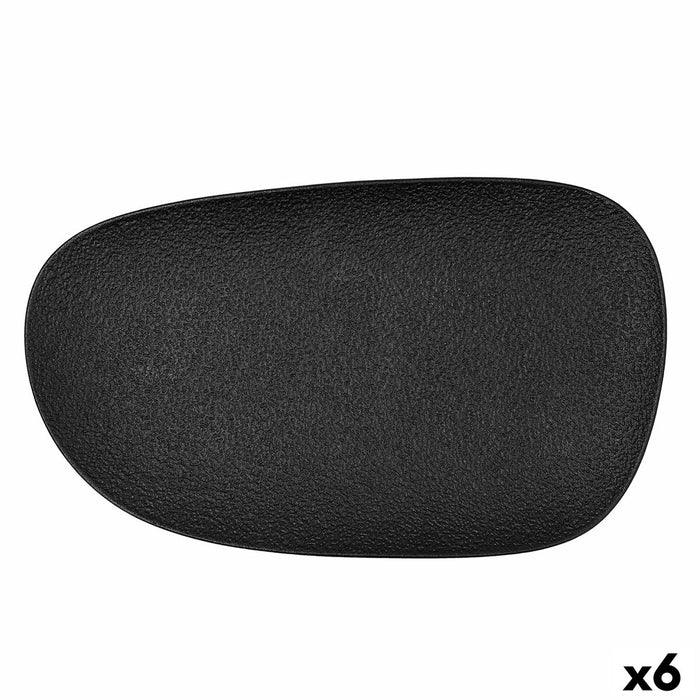 Tavă pentru gustari Bidasoa Fosil Negru Ceramică Oxid de aluminiu 34 x 20,3 x 3 cm (6 Unități)