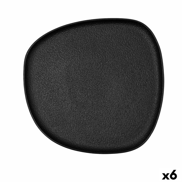 Platou Plat Bidasoa Fosil Negru Ceramică Pătrat 26,3 x 25,5 x 2,4 cm (6 Unități)