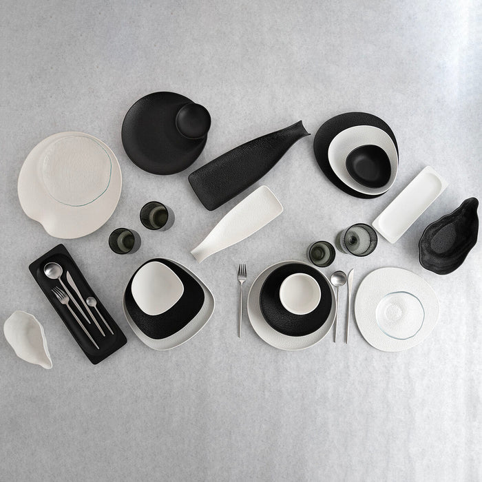 Platou Plat Bidasoa Fosil Negru Ceramică Oval 28 x 24,8 x 2,5 cm (6 Unități)