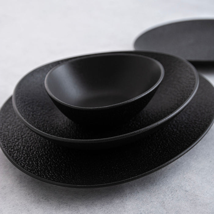 Platou Plat Bidasoa Fosil Negru Ceramică Oval 28 x 24,8 x 2,5 cm (6 Unități)