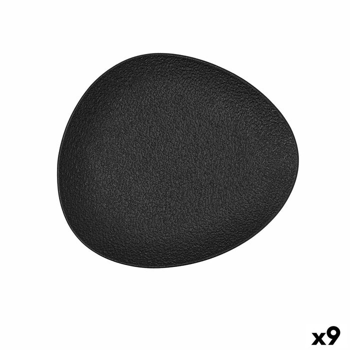 Platou Plat Bidasoa Fosil Negru Ceramică Oval 22,8 x 20,1 x 2,2 cm (9 Unități)