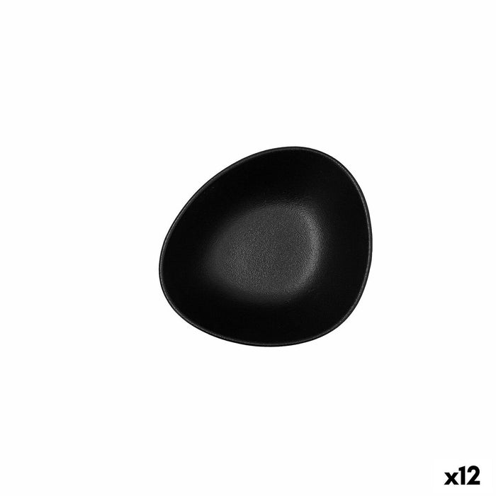 Castron Bidasoa Fosil Negru Ceramică Oval 14 x 12,4 x 4,8 cm (12 Unități)