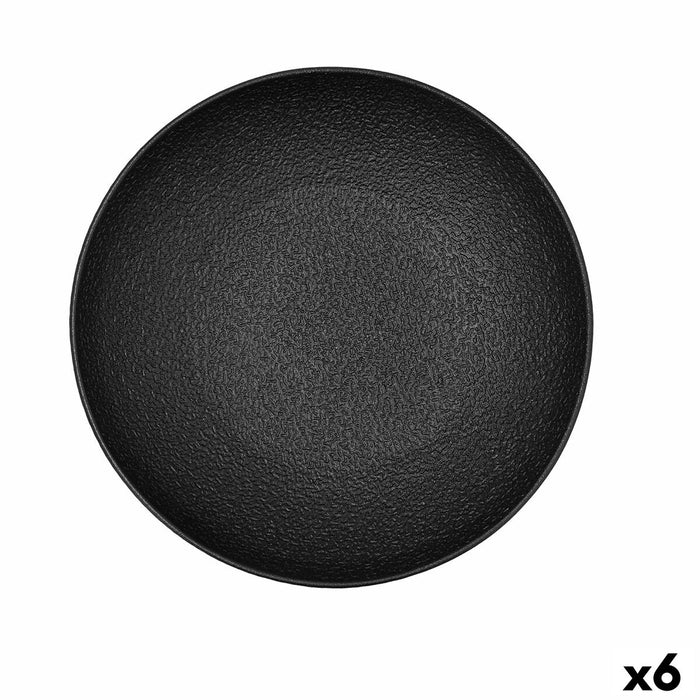 Salatieră Bidasoa Fosil Negru Ceramică 25,4 x 25,4 x 5,2 cm (6 Unități)