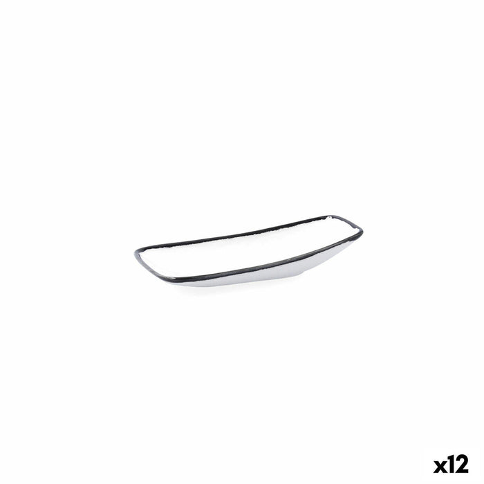 Tavă pentru gustari Ariane Vital Filo Alb Negru Ceramică Oxid de aluminiu 15 x 8,5 x 8,5 cm (12 Unități)