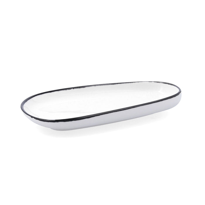 Platou Plat Ariane Vital Filo Alb Negru Ceramică Dreptunghiular 27 cm (8 Unități)
