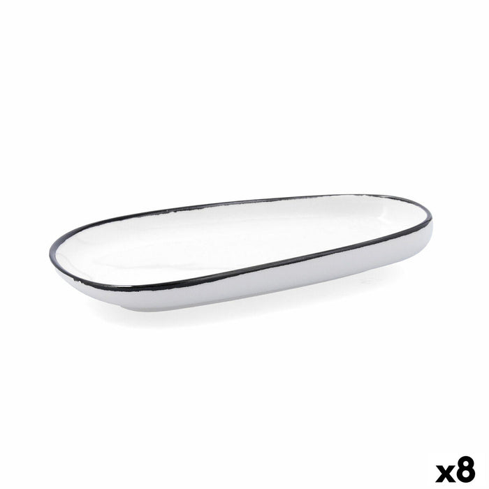 Platou Plat Ariane Vital Filo Alb Negru Ceramică Dreptunghiular 27 cm (8 Unități)
