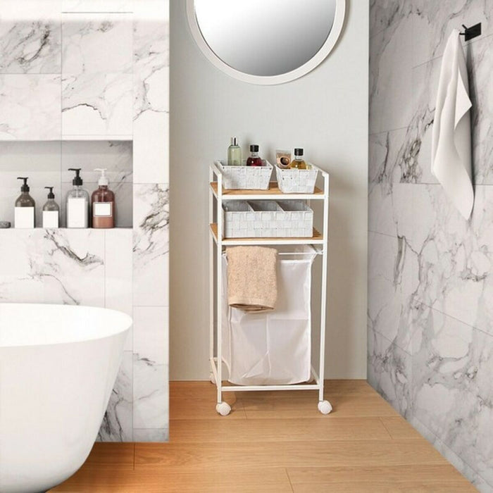 Raft de Baie Versa Metal Textilă Bambus (32,5 x 105,5 x 39 cm)