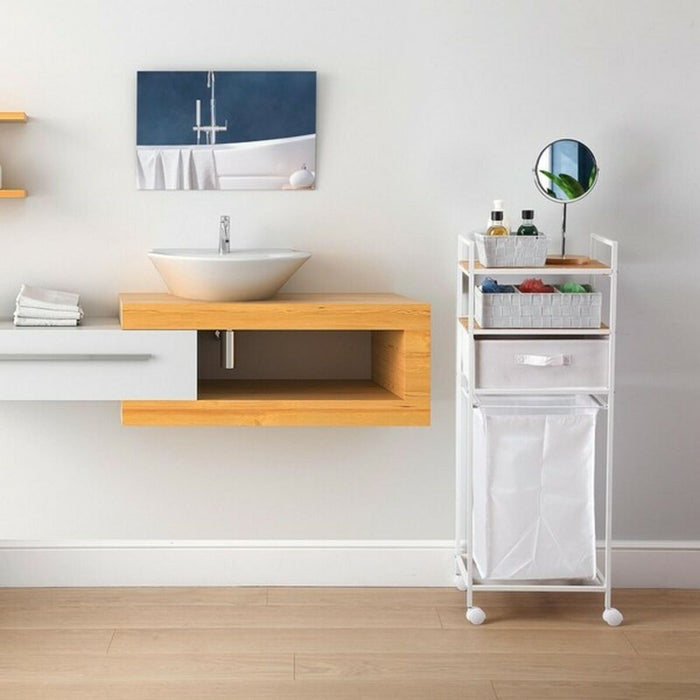 Raft de Baie Versa Metal Textilă Bambus (32,5 x 105,5 x 39 cm)