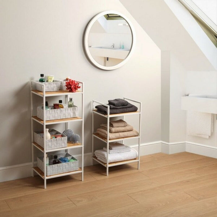 Raft de Baie Versa White Metal PVC Bambus (32,5 x 95 x 39 cm)