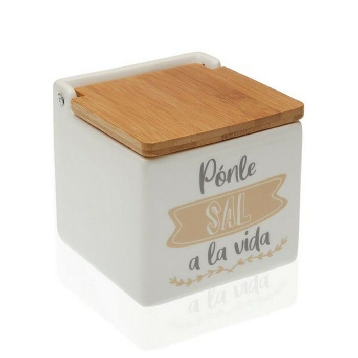 Solniță cu capac Versa S3404267 Ceramică Bambus (10,5 x 11 x 11 cm)