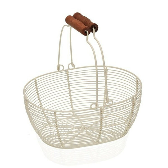 Fructieră Alb Lemn Metal (18 x 9,5 x 23,5 cm)