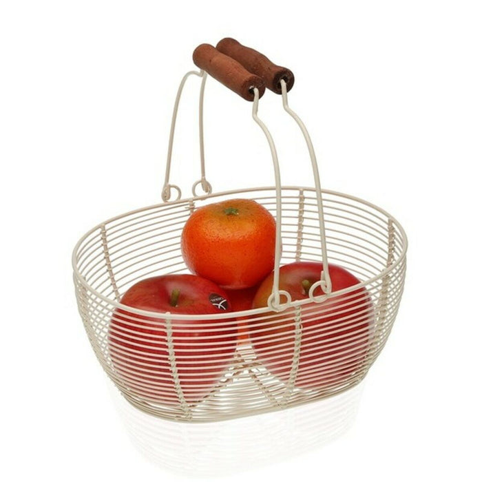 Fructieră Alb Lemn Metal (18 x 9,5 x 23,5 cm)