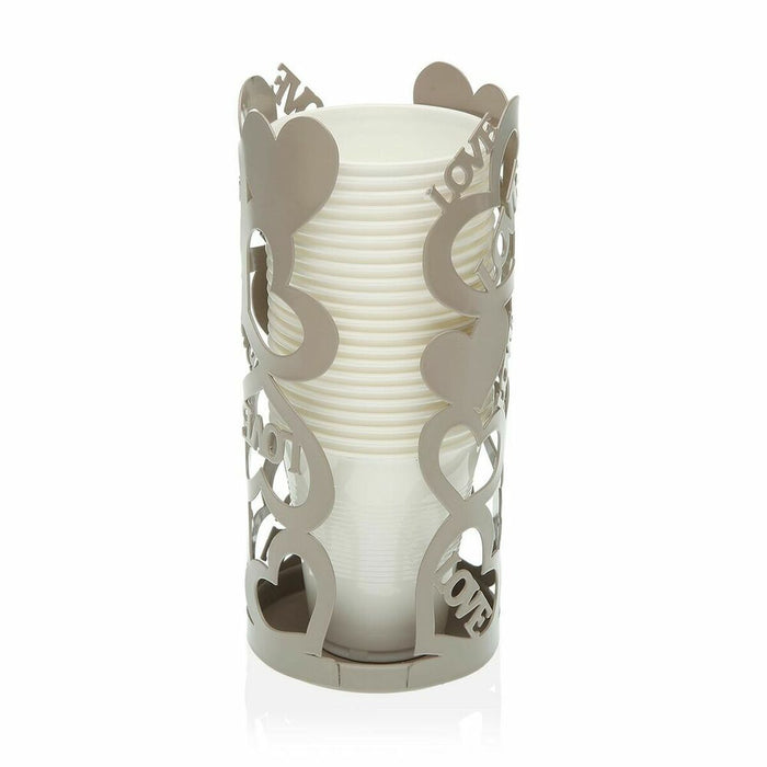 Suport de pahar Versa Cozy Gri Inimi (8 x 18 x 8 cm)