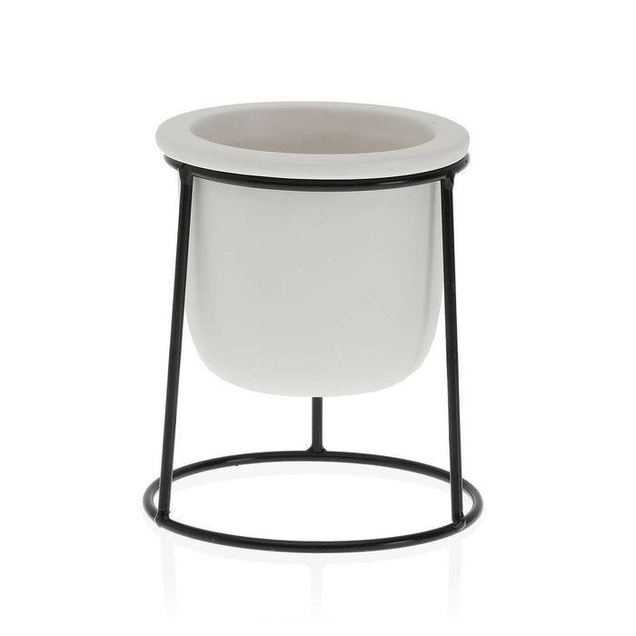 Ghiveci Versa Alb Metal Ceramică Plastic Pătrat Minimalist 10,5 x 14,5 x 10,5 cm