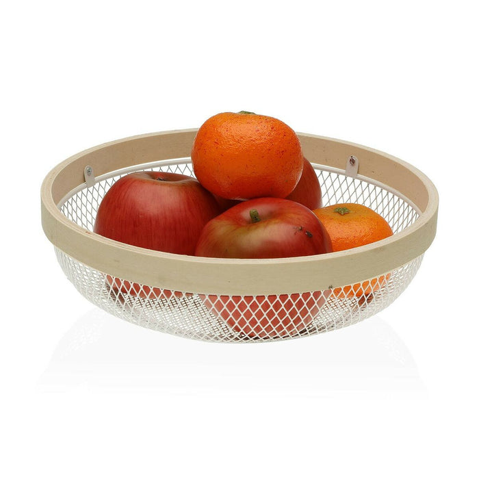 Fructieră Versa Alb Metal Lemn (25 x 7 x 25 cm)