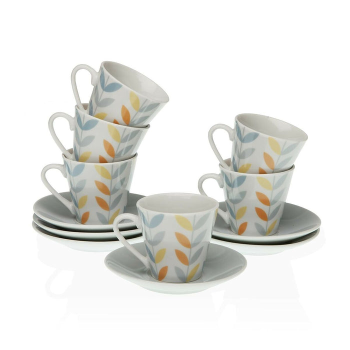 Set de Cești cu Farfurii Versa Erin Cafea Porțelan (12 Piese)