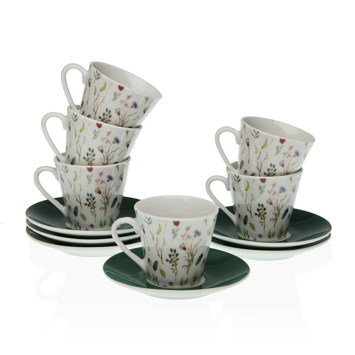 Set de Cești cu Farfurii Versa Sansa Cafea Porțelan (12 Piese)