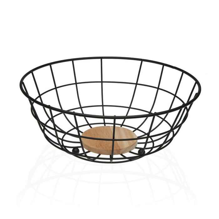 Fructieră Versa Negru 28 x 12 x 28 cm Lemn Lemn de cauciuc Oțel Fier