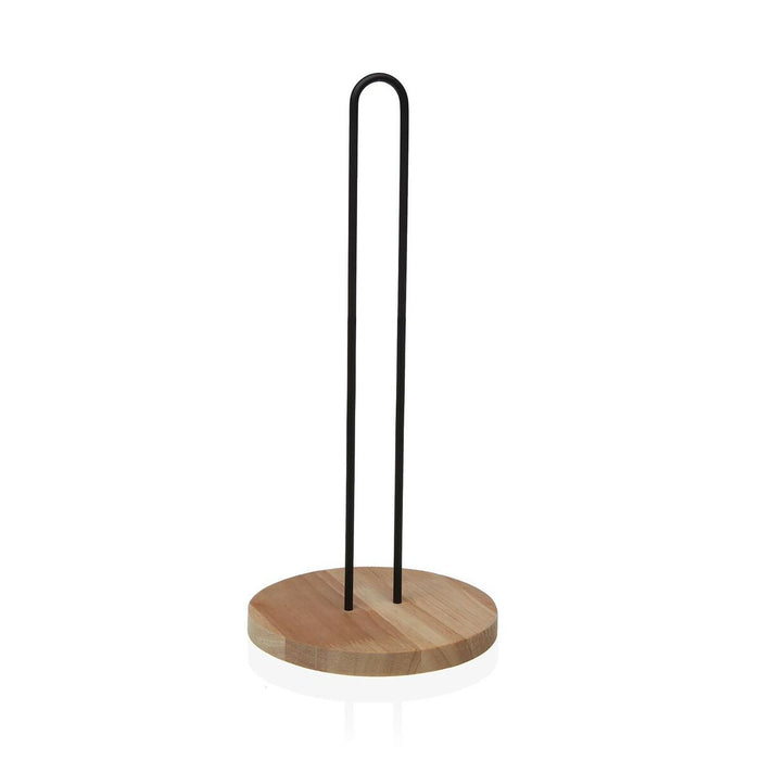 Suport pentru hârtie de bucătărie Versa Negru Lemn Lemn de cauciuc Oțel Fier 15 x 33 x 15 cm