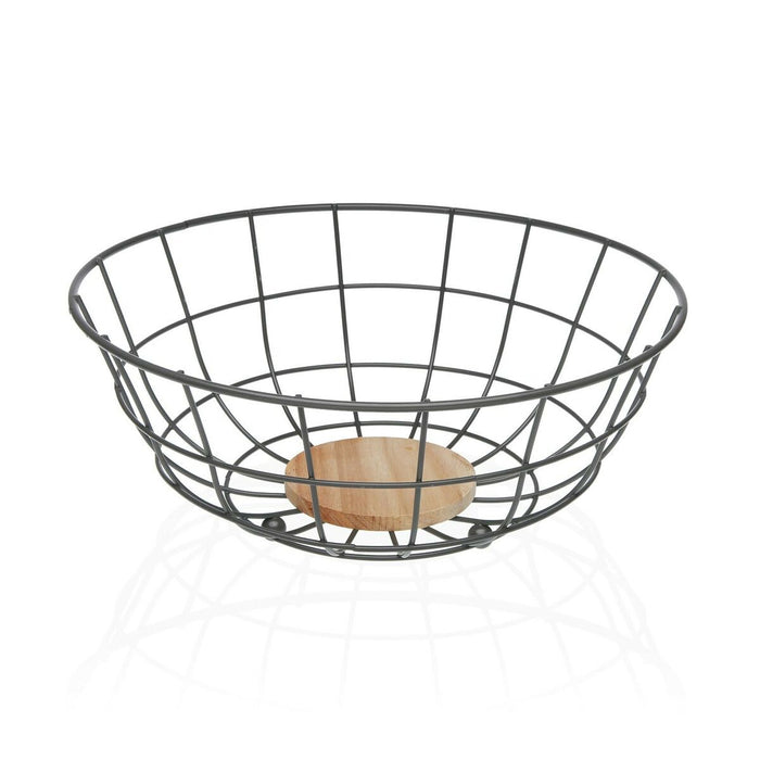Fructieră Versa Gri 28 x 12 x 28 cm Lemn Lemn de cauciuc Oțel Fier