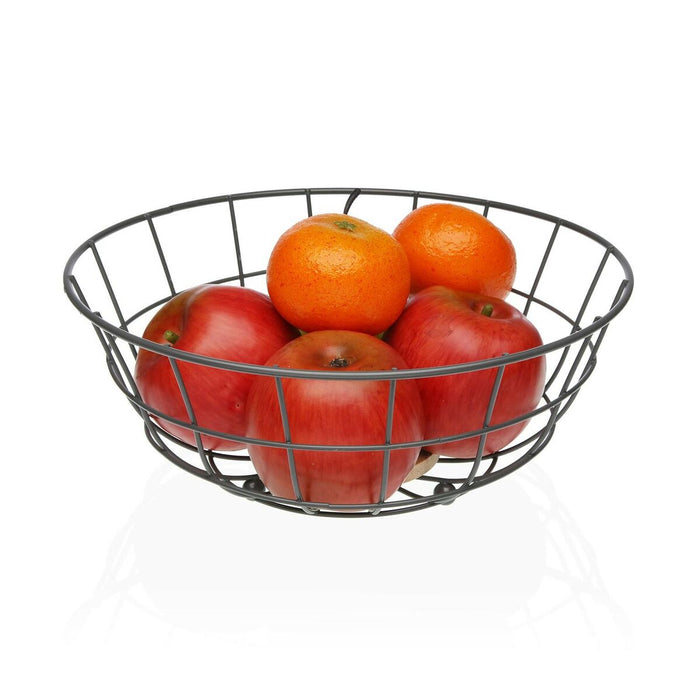 Fructieră Versa Gri 28 x 12 x 28 cm Lemn Lemn de cauciuc Oțel Fier