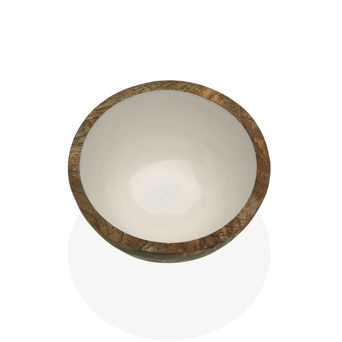 Bol Versa Alb Bambus Porțelan Lemn de mango 13 x 7 x 13 cm
