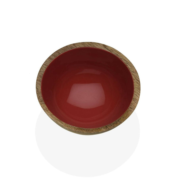 Bol Versa Roșu Bambus Porțelan Lemn de mango 13 x 7 x 13 cm