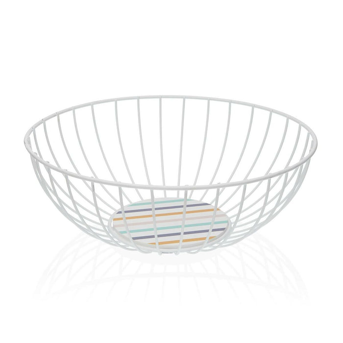 Fructieră Versa Jasper Alb Metal Oțel Lemn MDF 28 x 10 x 28 cm