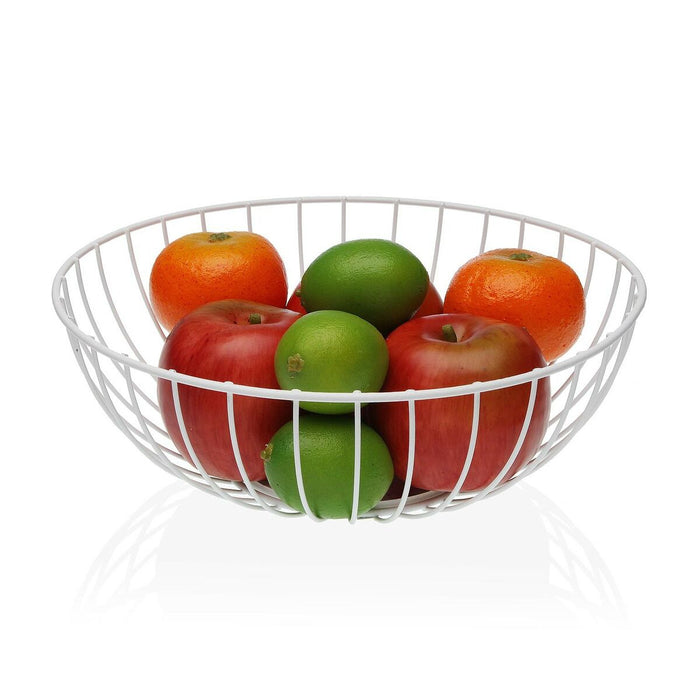 Fructieră Versa Jasper Alb Metal Oțel Lemn MDF 28 x 10 x 28 cm