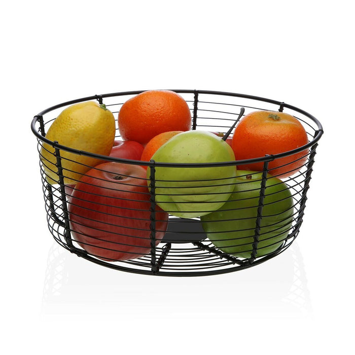 Fructieră Versa Negru Metal Ceramică Oțel 26 x 11 x 26 cm