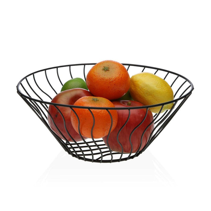 Fructieră Versa Negru Metal Ceramică Oțel 28 x 11,5 x 28 cm
