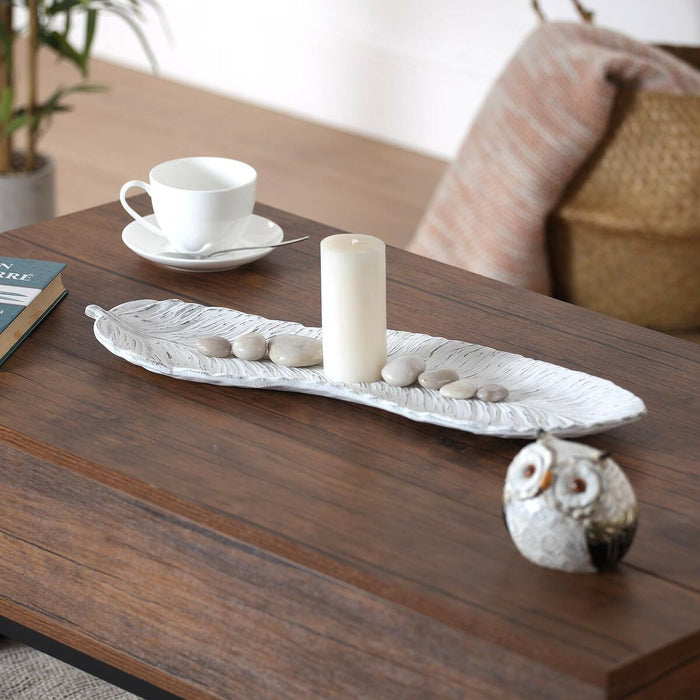 Decorațiune pentru Centrul Mesei Versa Pană Alb 17,5 x 3 x 51 cm