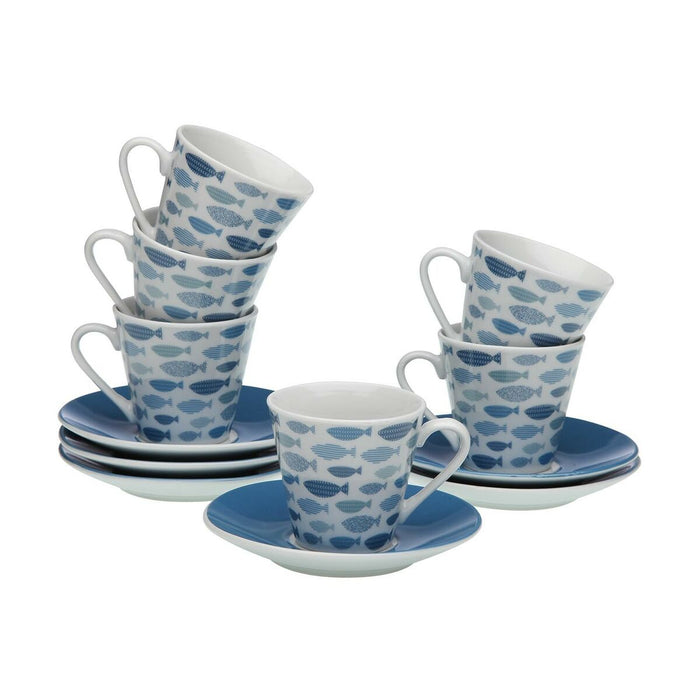 Set de Căni de Cafea Versa Pești Porțelan