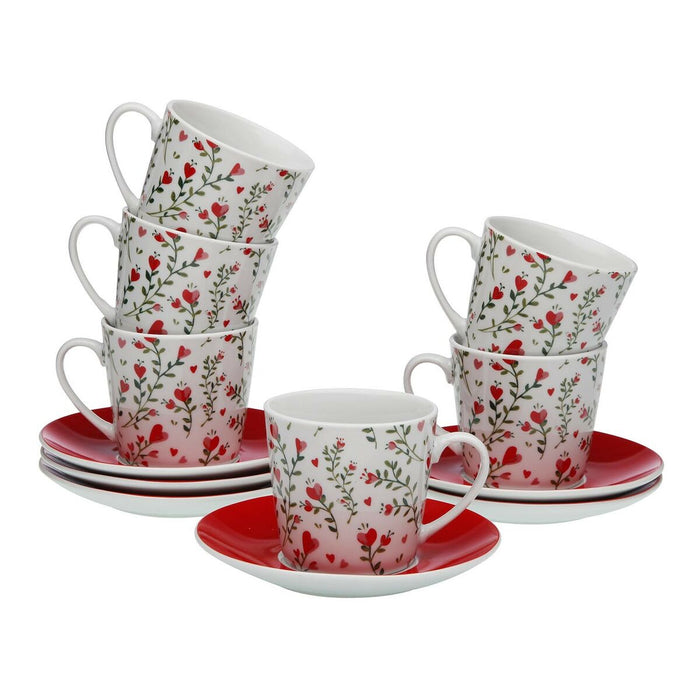 Set de Căni de Cafea Versa Inimi 6 Unități Porțelan