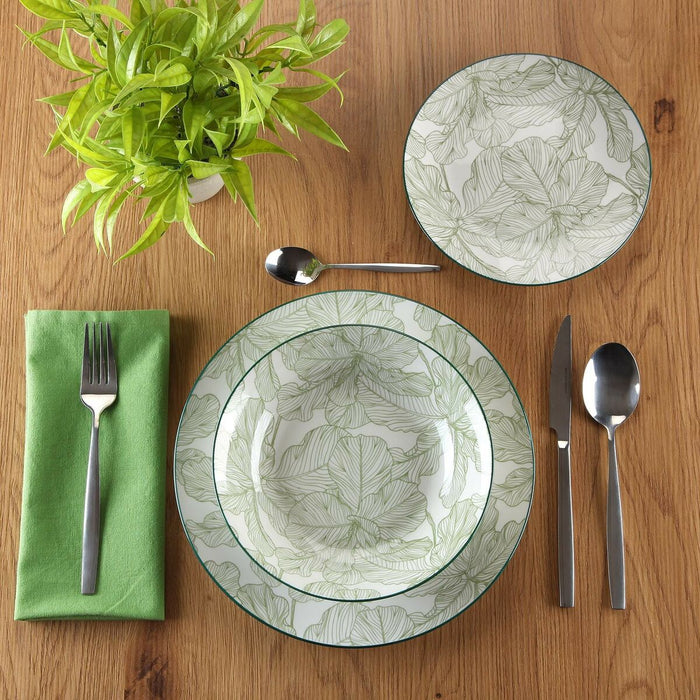 Set de Veselă Versa Palmier 18 Piese Verde Porțelan