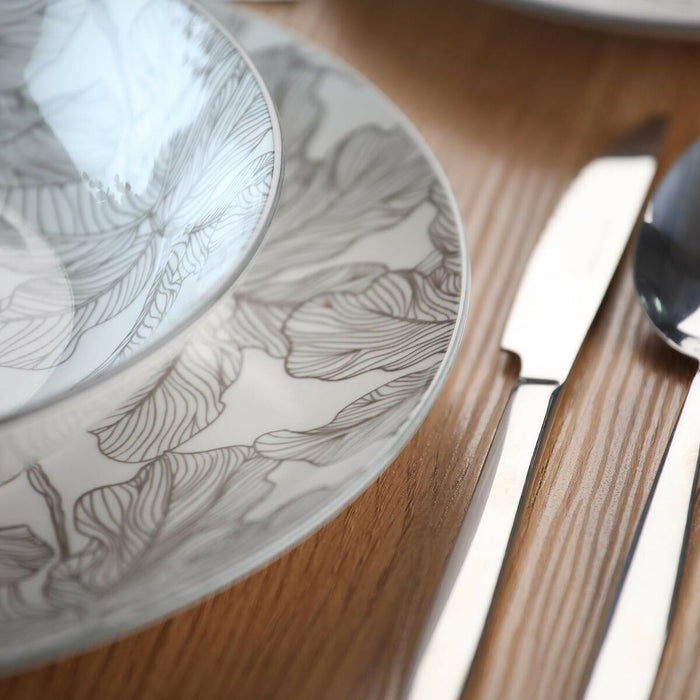 Set de Veselă Versa Palmier 18 Piese Gri Porțelan