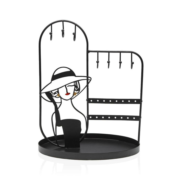 Suport de Bijuterii cu Picior Versa Negru Metal 12,5 x 25,5 x 20 cm